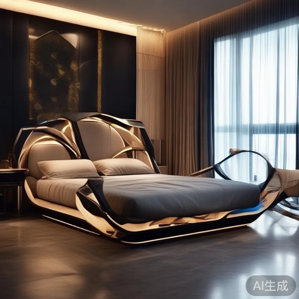 Gambar kamar samping di PP dengan meja sisi mewah dan sofa kayu pepejal.