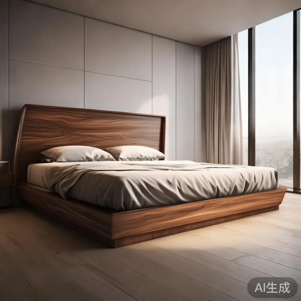 Gambar kerusi pepejal kayu mewah di rumah kondominium modern