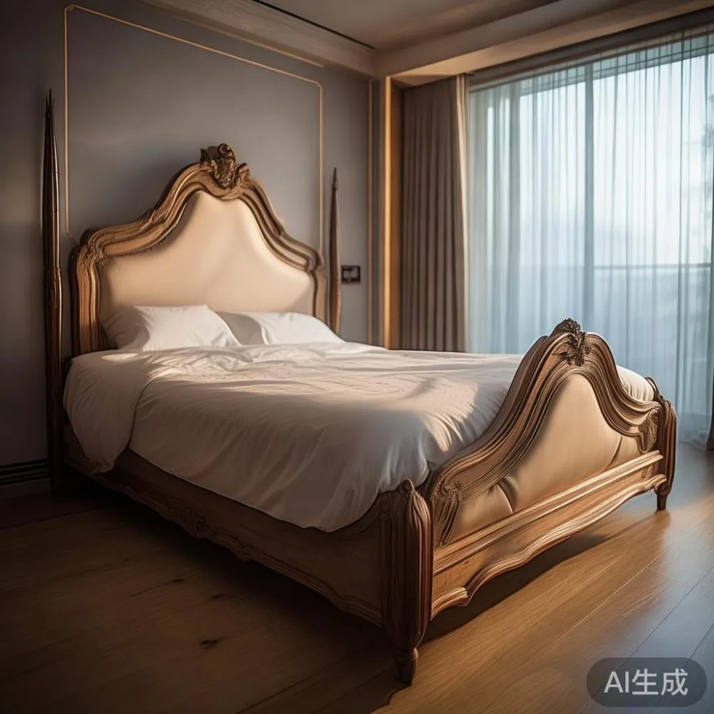 Gambar frame tempat tidur mewah gaya Perancis di kondominium KL