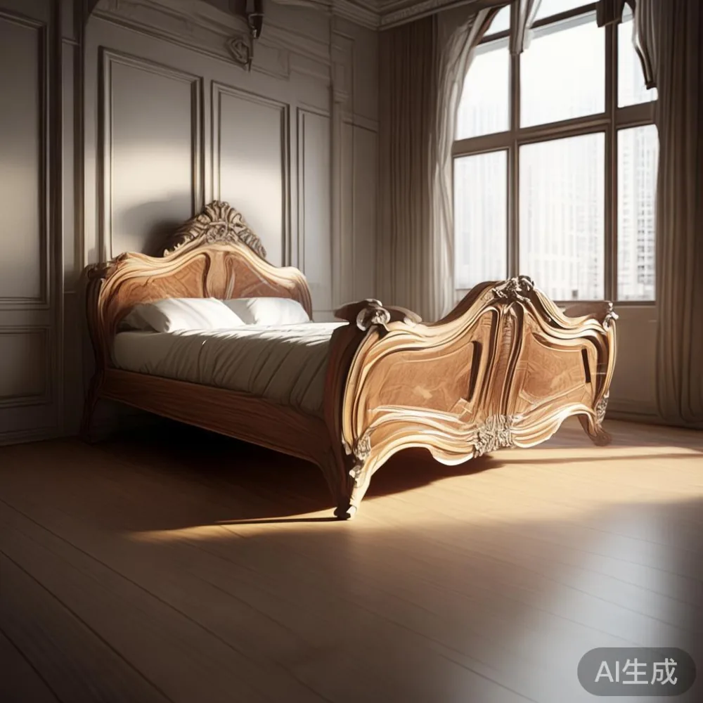 Gambar frame tempat tidur mewah gaya Perancis di kondominium KL