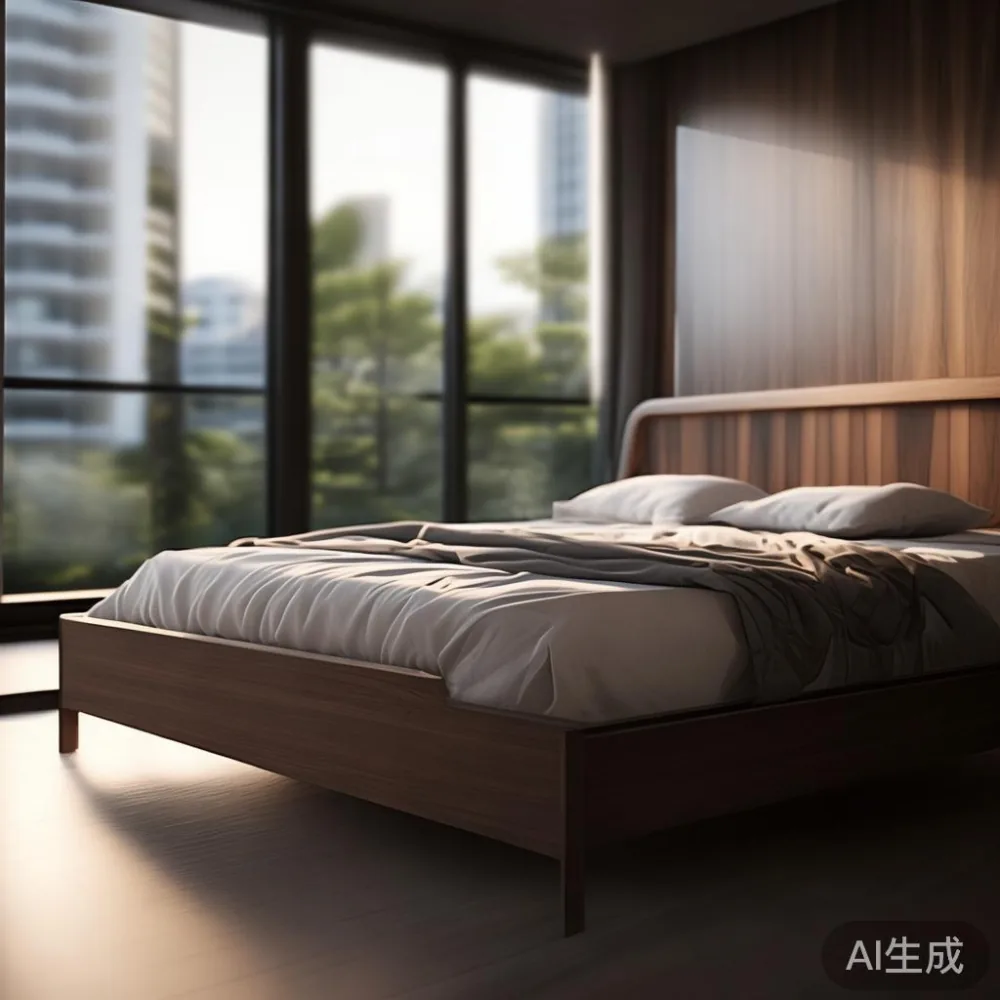 Gambar frame tempat tidur mewah gaya Amerika di teres JB