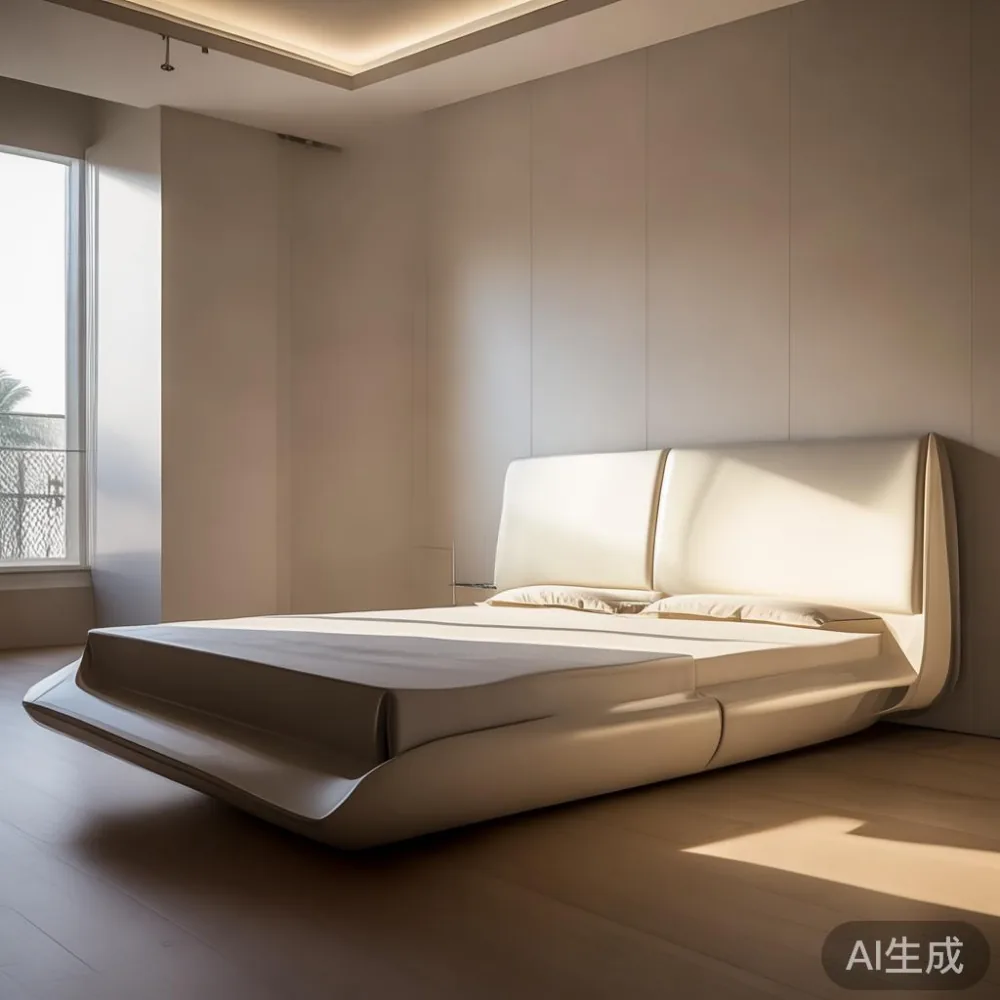 Gambar frame tempat tidur mewah postmoden di rumah tinggal teres di PB