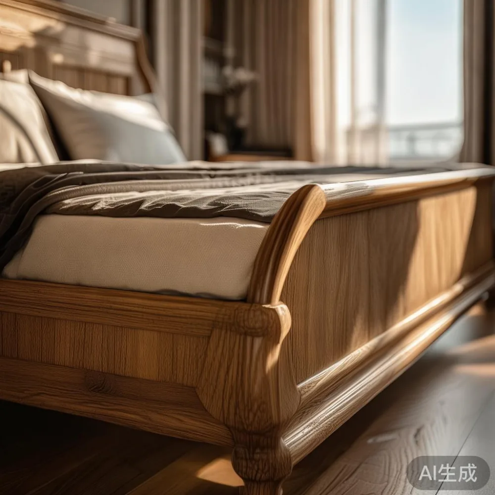 contoh rangka katil kayu oak gaya Perancis dalam kondominium