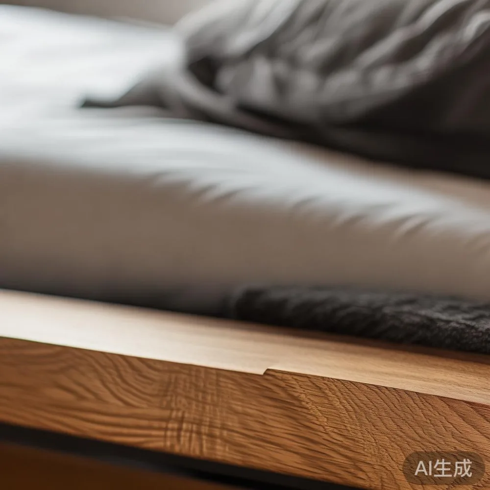 Analisis Kos 5 Tahun: Rangka Katil Venir lwn Kayu Pepejal — Mana Lebih — close-up of the grain and joinery detail, shallo
