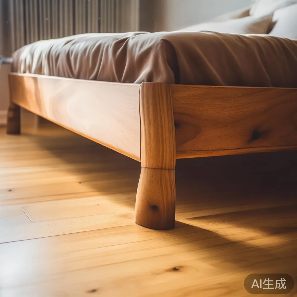 Panduan Memilih Saiz Sofa Kayu Pepejal untuk Ruang Tamu HDB Singapura  — detail of the base and leg construction on a bed