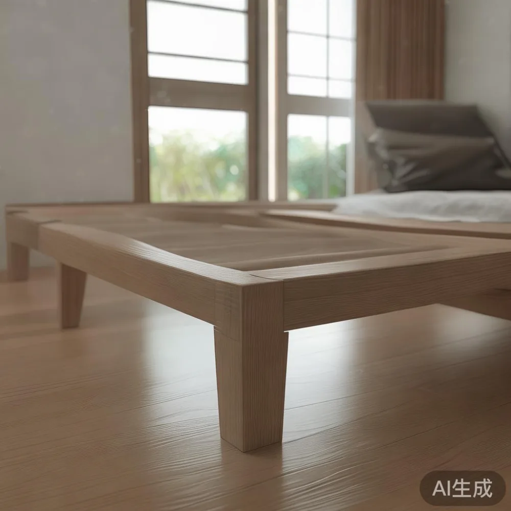 Panduan Memilih Saiz Sofa dan Perabot untuk Ruang Tamu Kondominium Mal — detail of the base and leg construction on a bed